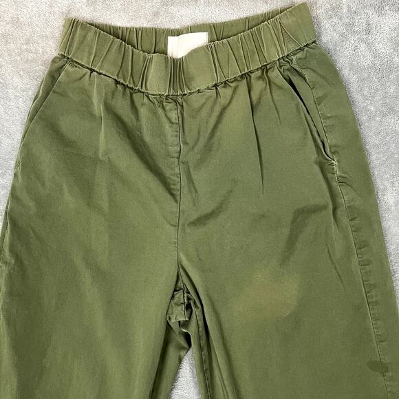 Lot of 2 Everlane Cotton Wide Leg Pants Green White Career Stretch - Picture 4 of 16